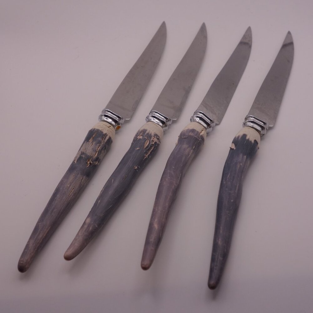 Set of Four(4) Sheffield Made England Stainless Steel Bone Handle Steak Knives